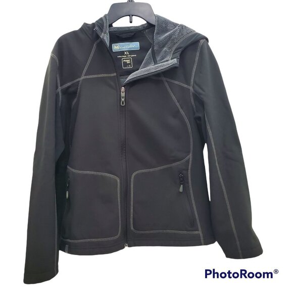 WindRiver Women's Hyper-Dri Black Fleece Lined‎ Hooded Outdoors Jacket Size XL - Picture 1 of 9